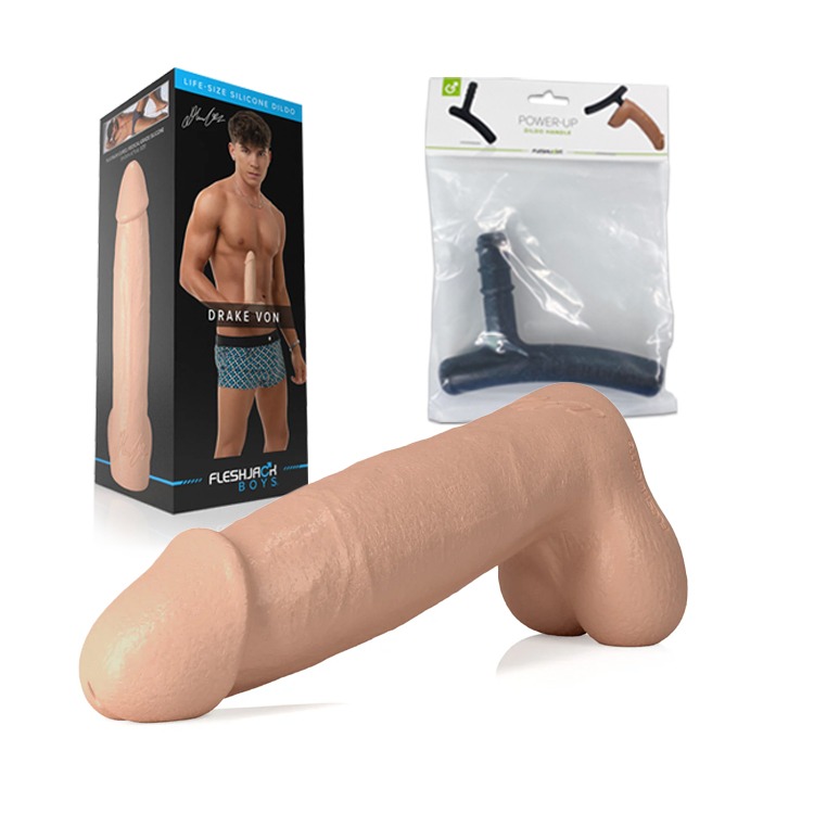 美國 FLESHJACK 德雷克馮 8吋倒模擬真陽具 DRAKE VON 8＂ SILICONE DILDO 假屌姊夫-規格圖2