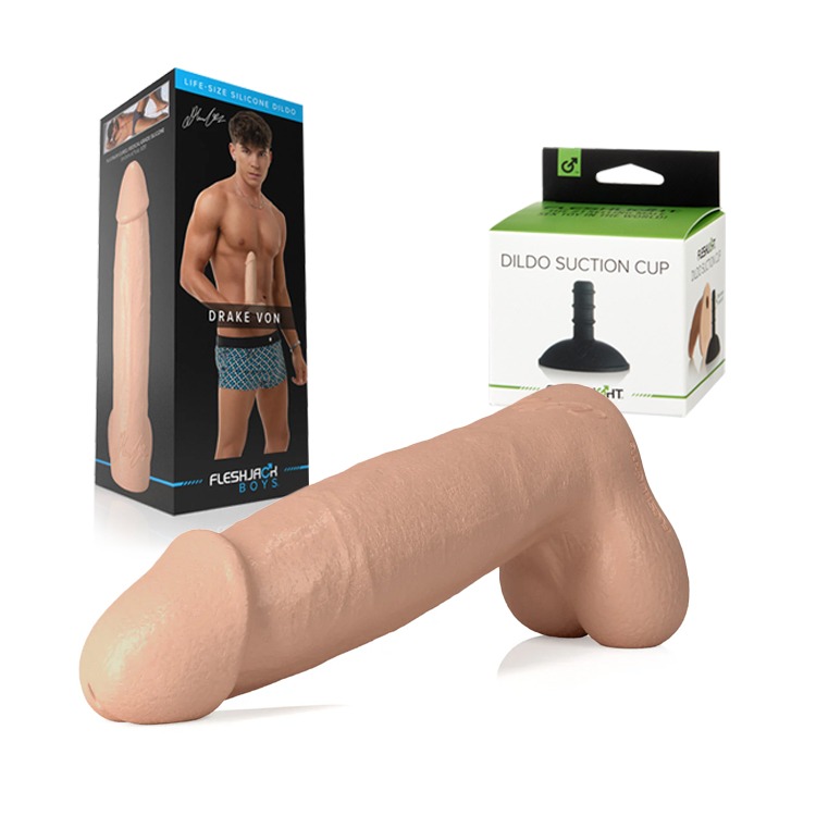 美國 FLESHJACK 德雷克馮 8吋倒模擬真陽具 DRAKE VON 8＂ SILICONE DILDO 假屌姊夫-規格圖3