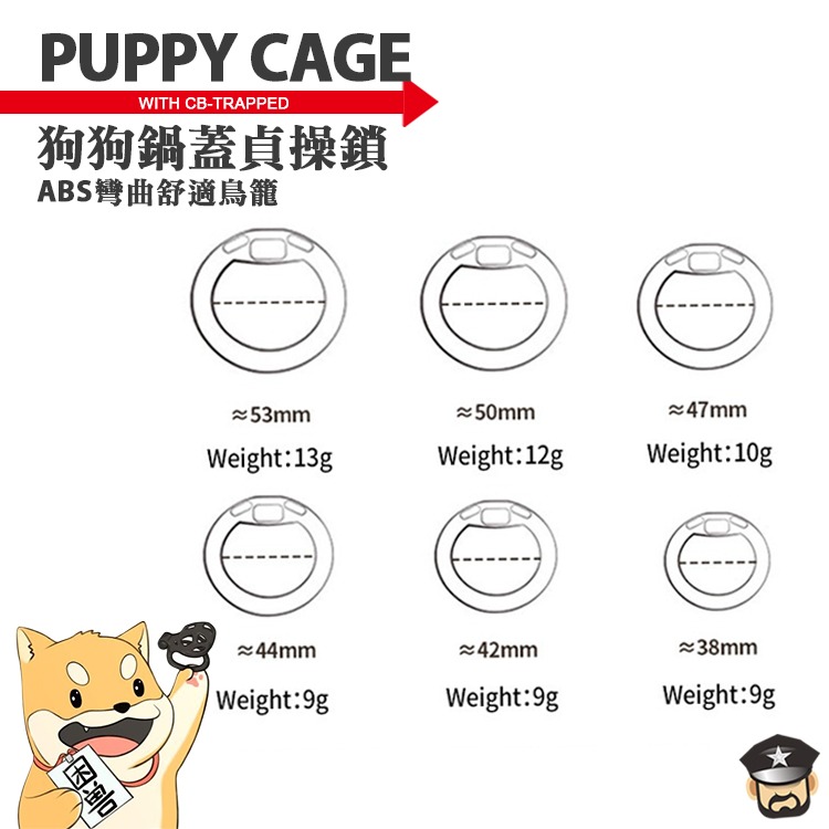 困獸 CB-TRAPPED 狗頭鍋蓋貞操鎖 PUPPY LOCK CAGE 適合東方人使用男性貞操鳥籠 五個屌環任君選-細節圖3
