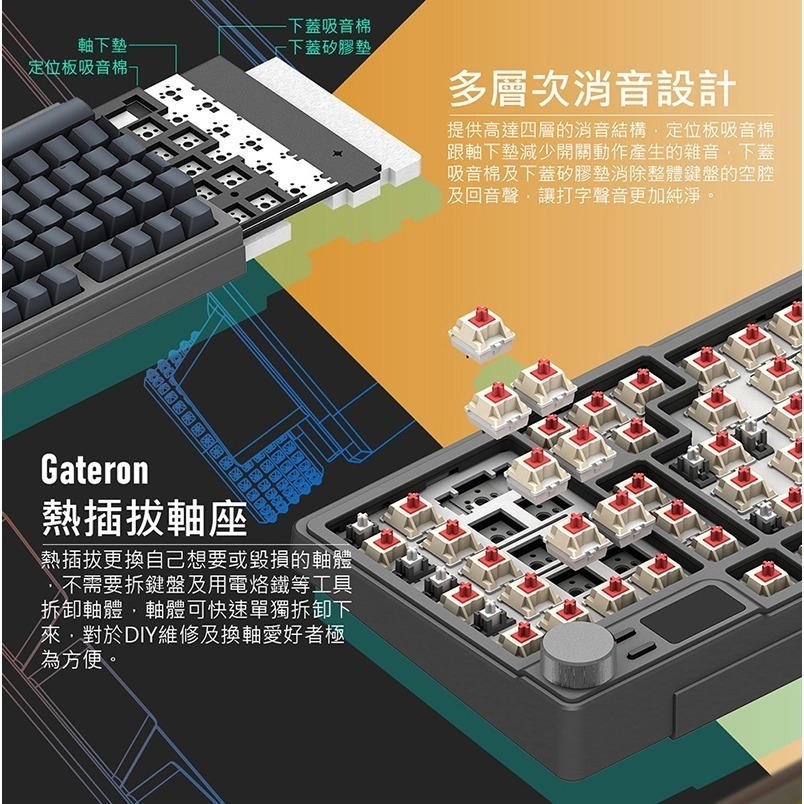 [ 總騏科技] 艾芮克 iRocks K85R  摩卡棕 雙模無線機械式 GATERON熱插拔 2.4G/USB-C-細節圖3