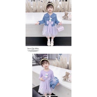 韓版冬季嬰幼兒連衣紗裙加牛仔外套2件組/女童可愛風蓬連衣裙/女童紗裙套裝-規格圖9