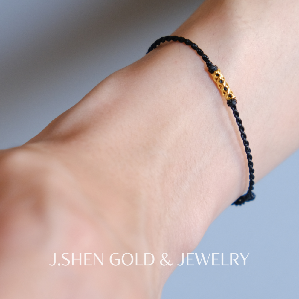 黃金鏤空手鍊 黃金手鍊 女生手鍊 男生手鍊 女生黃金手鍊 男生黃金手鍊 蠟繩手鍊 手鍊 黃金蕾絲手鍊 純金金飾 禮物-細節圖4