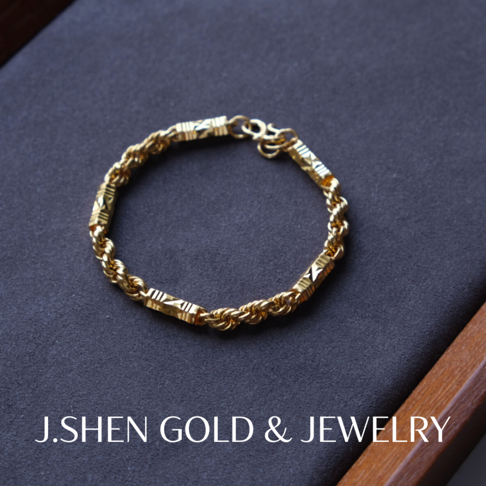 【品牌訂製款】六角麻花全金款手鍊 黃金麻花手鍊 純金金飾 黃金金飾 黃金手鍊 禮物-細節圖2