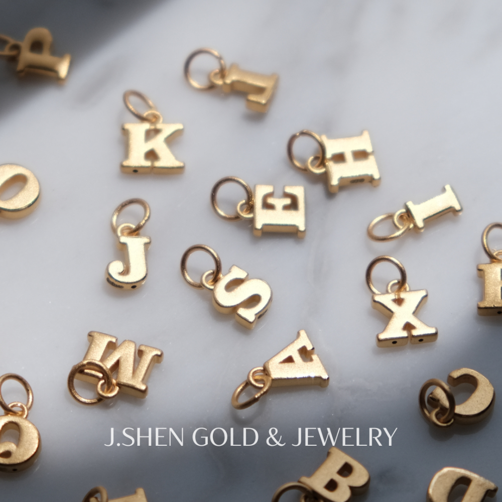 胖丁字母墜飾 黃金墜子 黃金英文字母墜飾 純金墜飾 英文姓名墜飾 Alphabet 𝑨-𝒁 黃金飾品 禮物-細節圖2