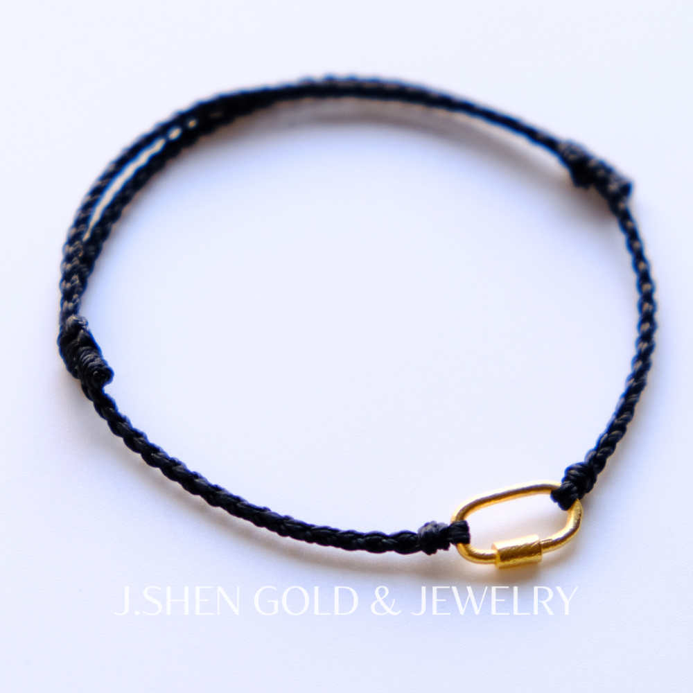 守護黃金鎖蠟繩手鍊 黃金手鍊 女生黃金手鍊 男生黃金手鍊 蠟繩手鍊 幸運手鍊 黃金鎖頭 黃金飾品 純金飾品 禮物-細節圖2