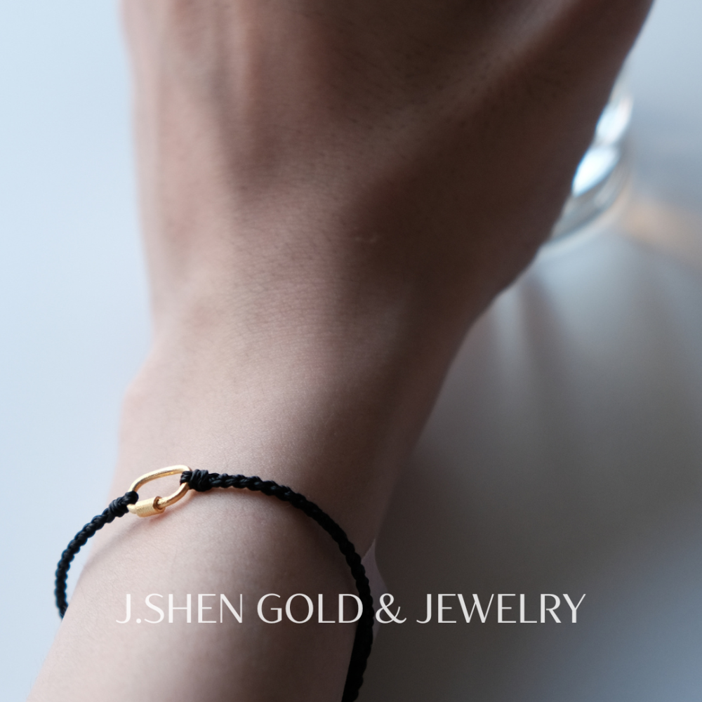 守護黃金鎖蠟繩手鍊 黃金手鍊 女生黃金手鍊 男生黃金手鍊 蠟繩手鍊 幸運手鍊 黃金鎖頭 黃金飾品 純金飾品 禮物-細節圖3