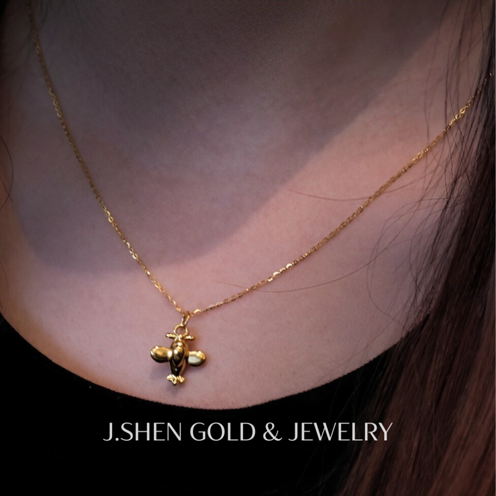 黃金小飛機墜飾 黃金墜子 黃金墜飾 小飛機墜飾 飛機造型墜子 飛機墜子 禮物-細節圖4