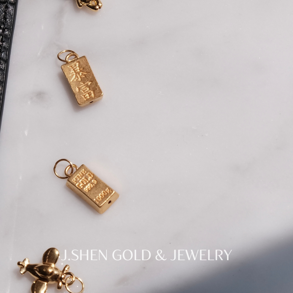 復古幸運金磚墜飾 黃金墜子 黃金墜飾 金磚造型墜飾 招財墜飾 招財墜子 禮物-細節圖4