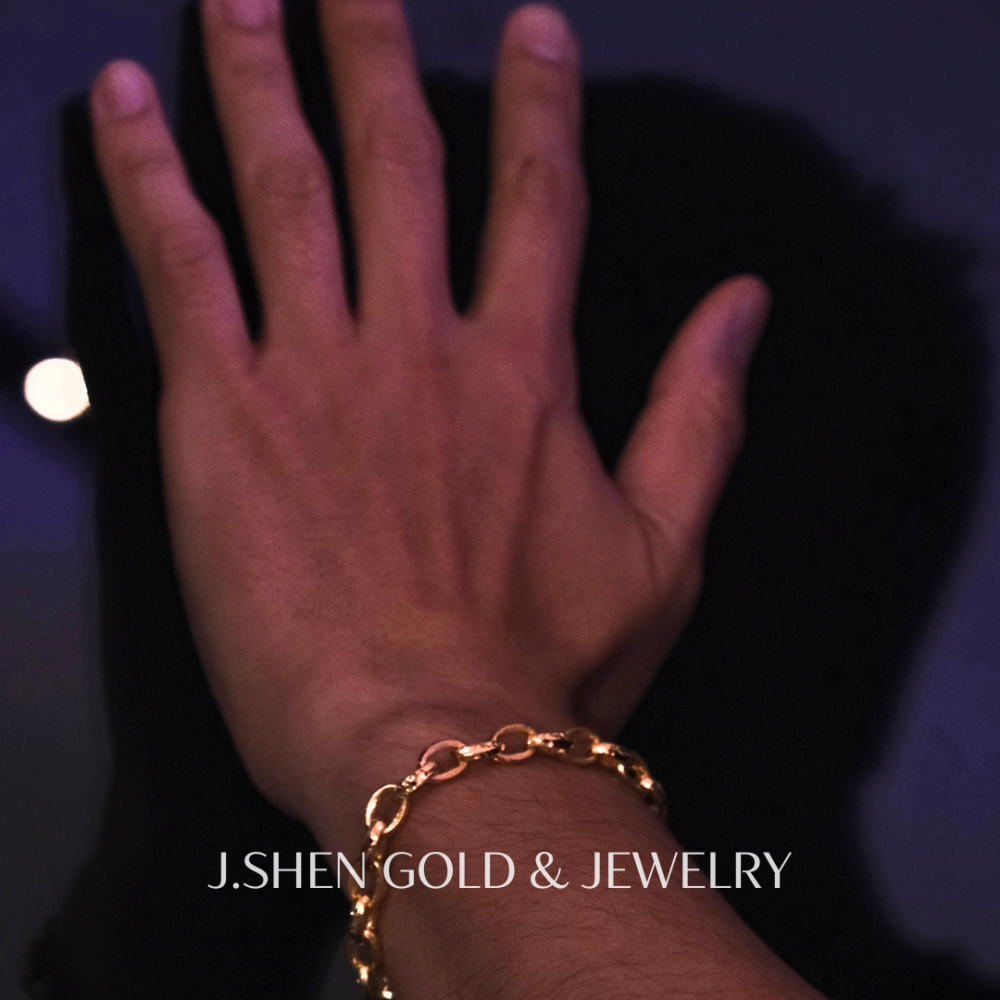 Meteor隕石錘紋黃金手鍊 黃金手鍊 隕石錘紋鍊 純金金飾 黃金飾品 禮物-細節圖2