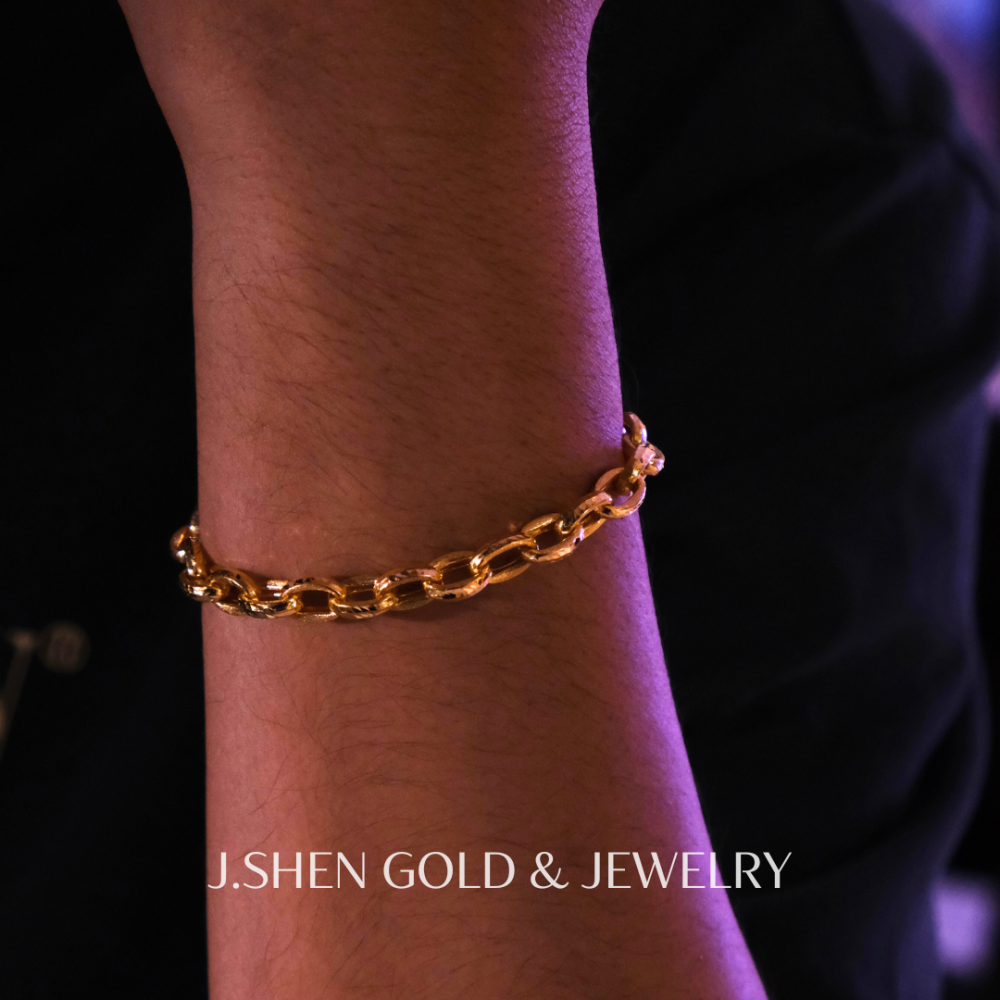 Meteor隕石錘紋黃金手鍊 黃金手鍊 隕石錘紋鍊 純金金飾 黃金飾品 禮物-細節圖3