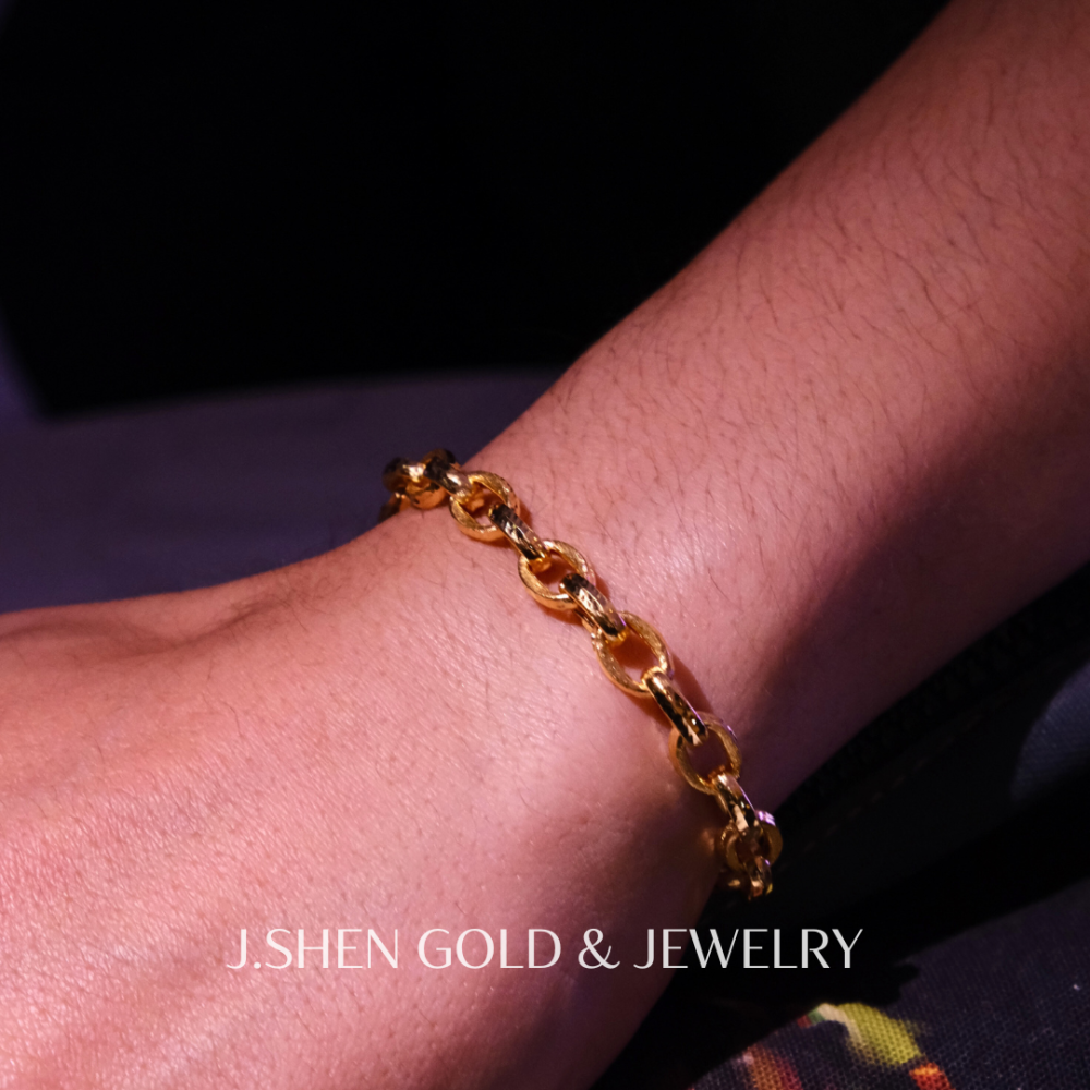 Meteor隕石錘紋黃金手鍊 黃金手鍊 隕石錘紋鍊 純金金飾 黃金飾品 禮物-細節圖6