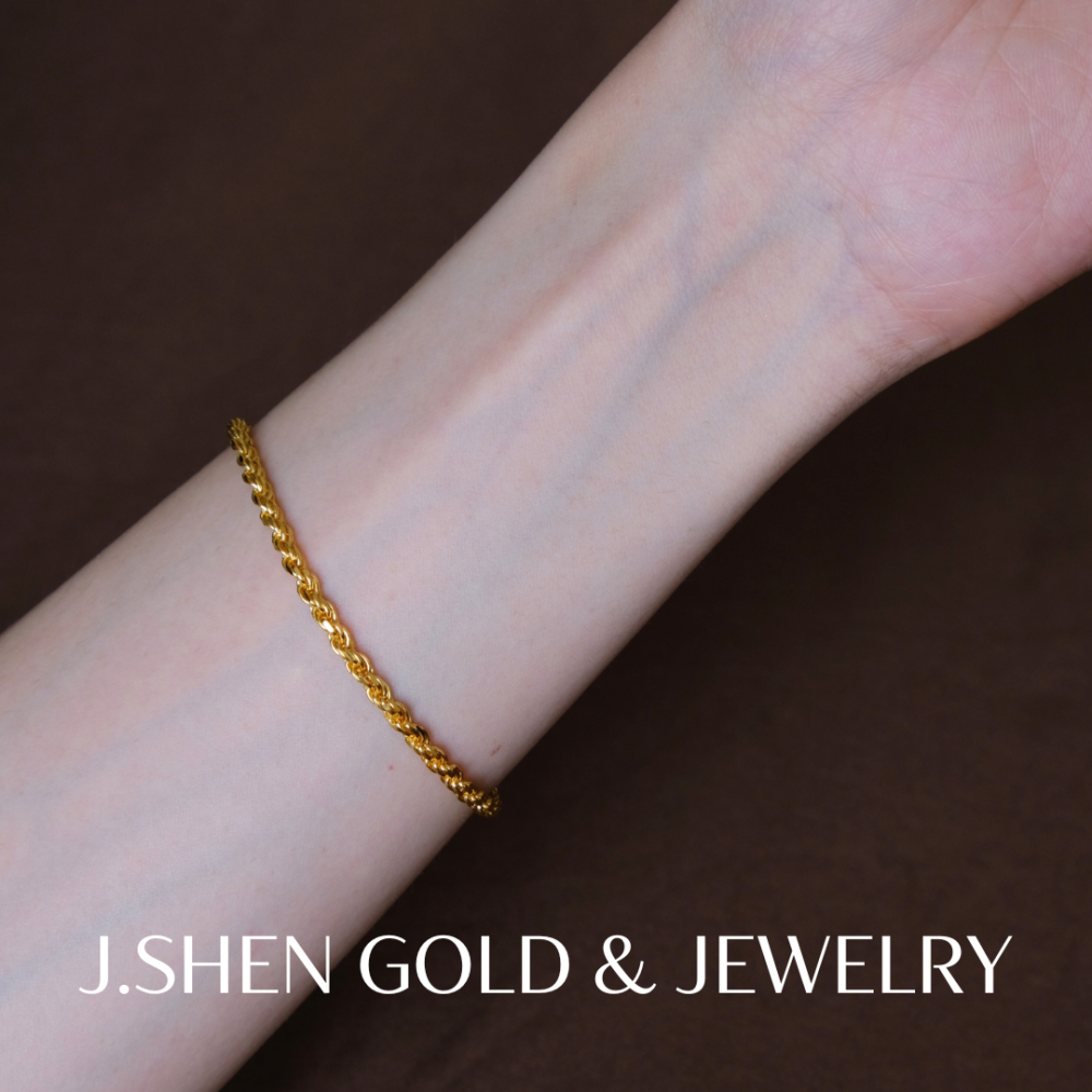 全金麻花黃金手鍊 品牌訂製款𝑵𝒆𝒘! 純金金飾 黃金飾品 禮物-細節圖3