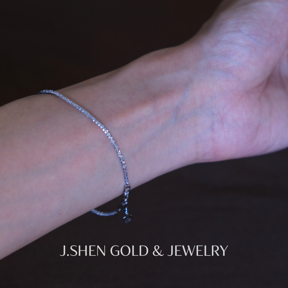 Mist Silver白金水波麻花手鍊 白金金飾 白金手鍊 白金飾品 禮物-細節圖2