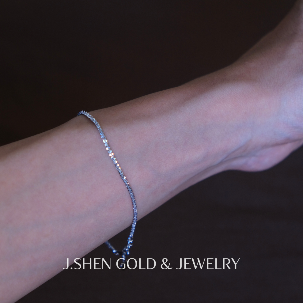 Mist Silver白金水波麻花手鍊 白金金飾 白金手鍊 白金飾品 禮物-細節圖3