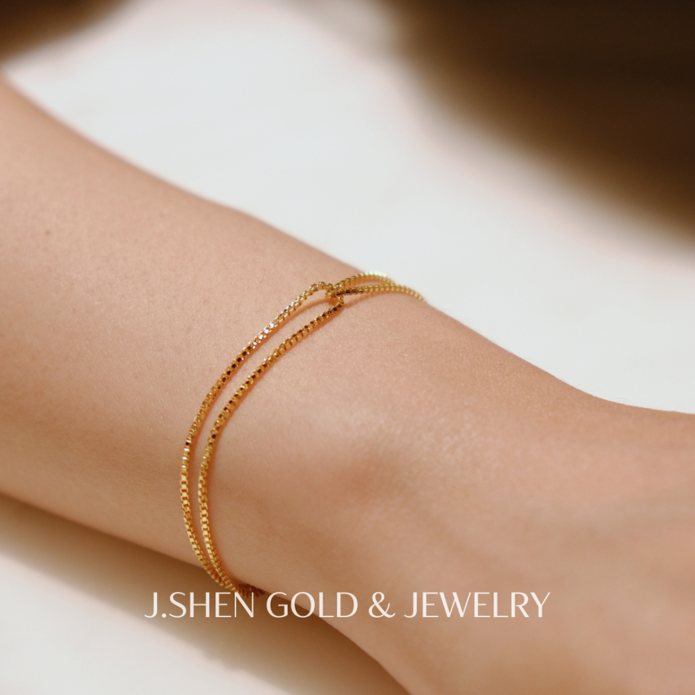 黃金威尼斯雙鍊 純金金飾 黃金手鍊 黃金飾品 禮物-細節圖2