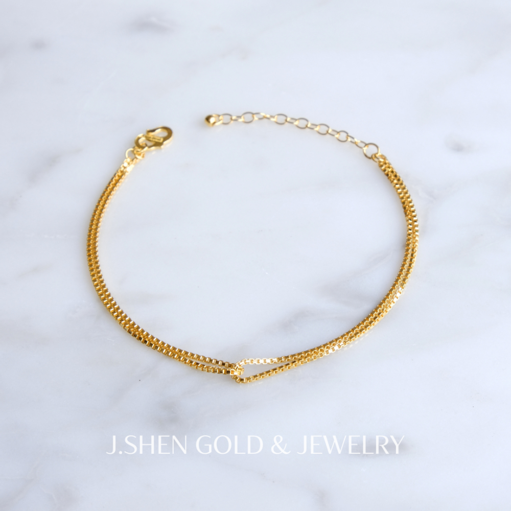 黃金威尼斯雙鍊 純金金飾 黃金手鍊 黃金飾品 禮物-細節圖3