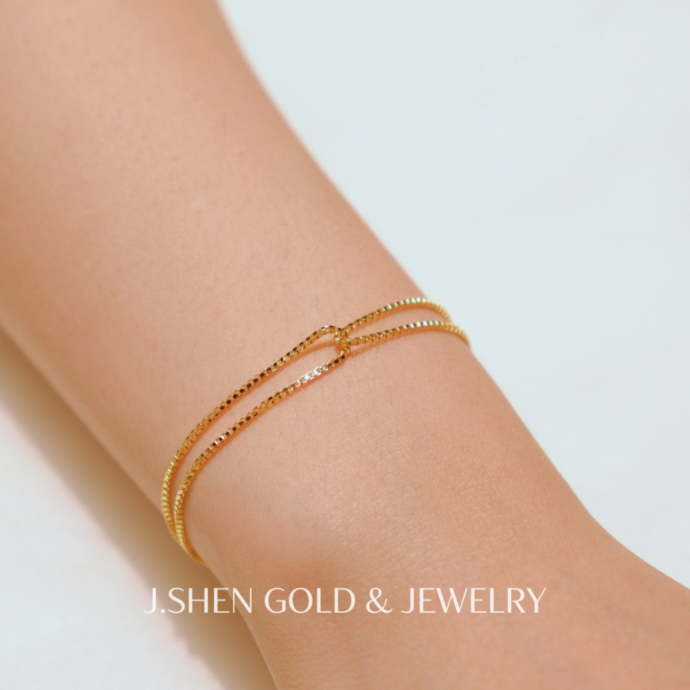 黃金威尼斯雙鍊 純金金飾 黃金手鍊 黃金飾品 禮物-細節圖4