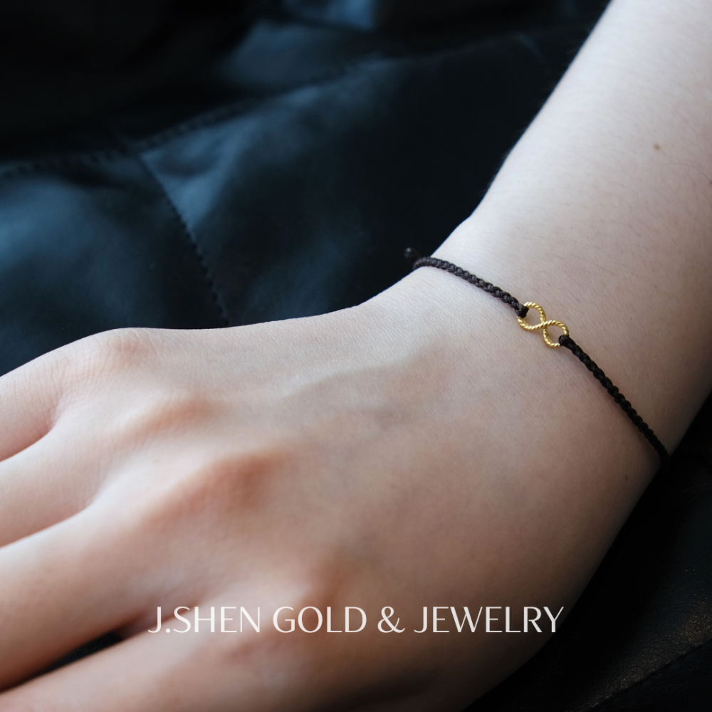 Golden Honm∞n 黃金蠟繩手鍊(刻紋版) 無限黃金手鍊 黃金金飾 黃金手鍊 黃金飾品 禮物-細節圖2