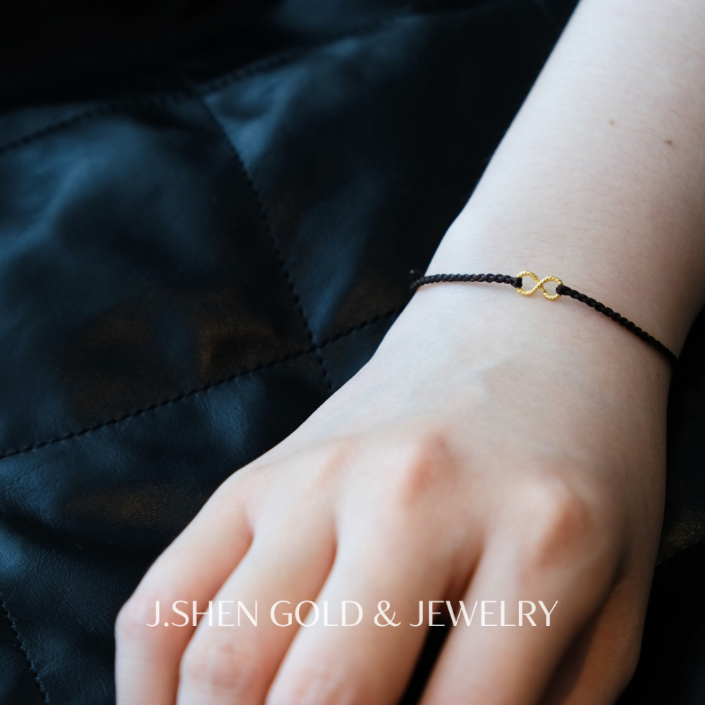 Golden Honm∞n 黃金蠟繩手鍊(刻紋版) 無限黃金手鍊 黃金金飾 黃金手鍊 黃金飾品 禮物-細節圖3