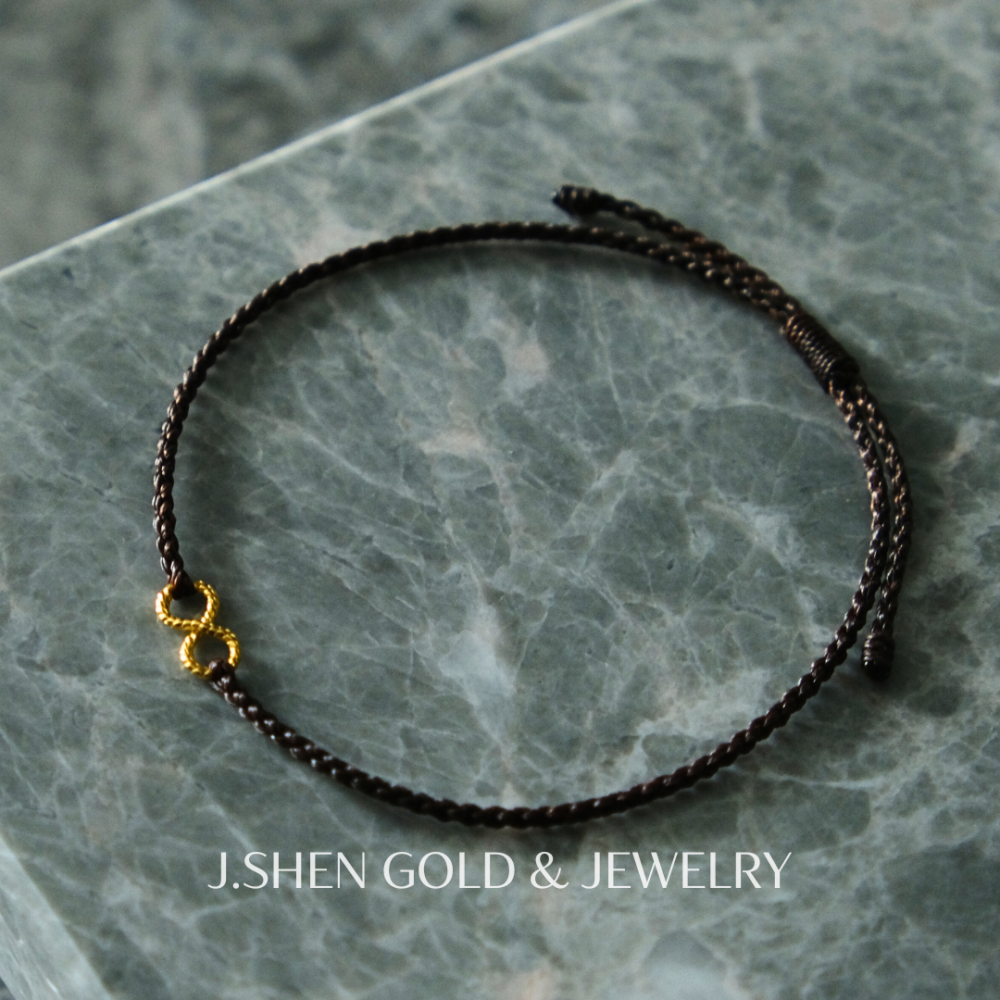 Golden Honm∞n 黃金蠟繩手鍊(刻紋版) 無限黃金手鍊 黃金金飾 黃金手鍊 黃金飾品 禮物-細節圖4