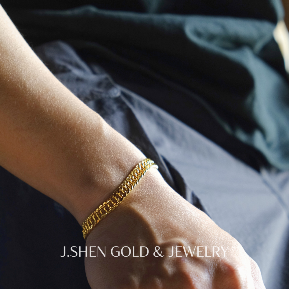 Cuban Link爆閃雙善古巴手鍊 黃金金飾 黃金手鍊 黃金飾品 禮物-細節圖2