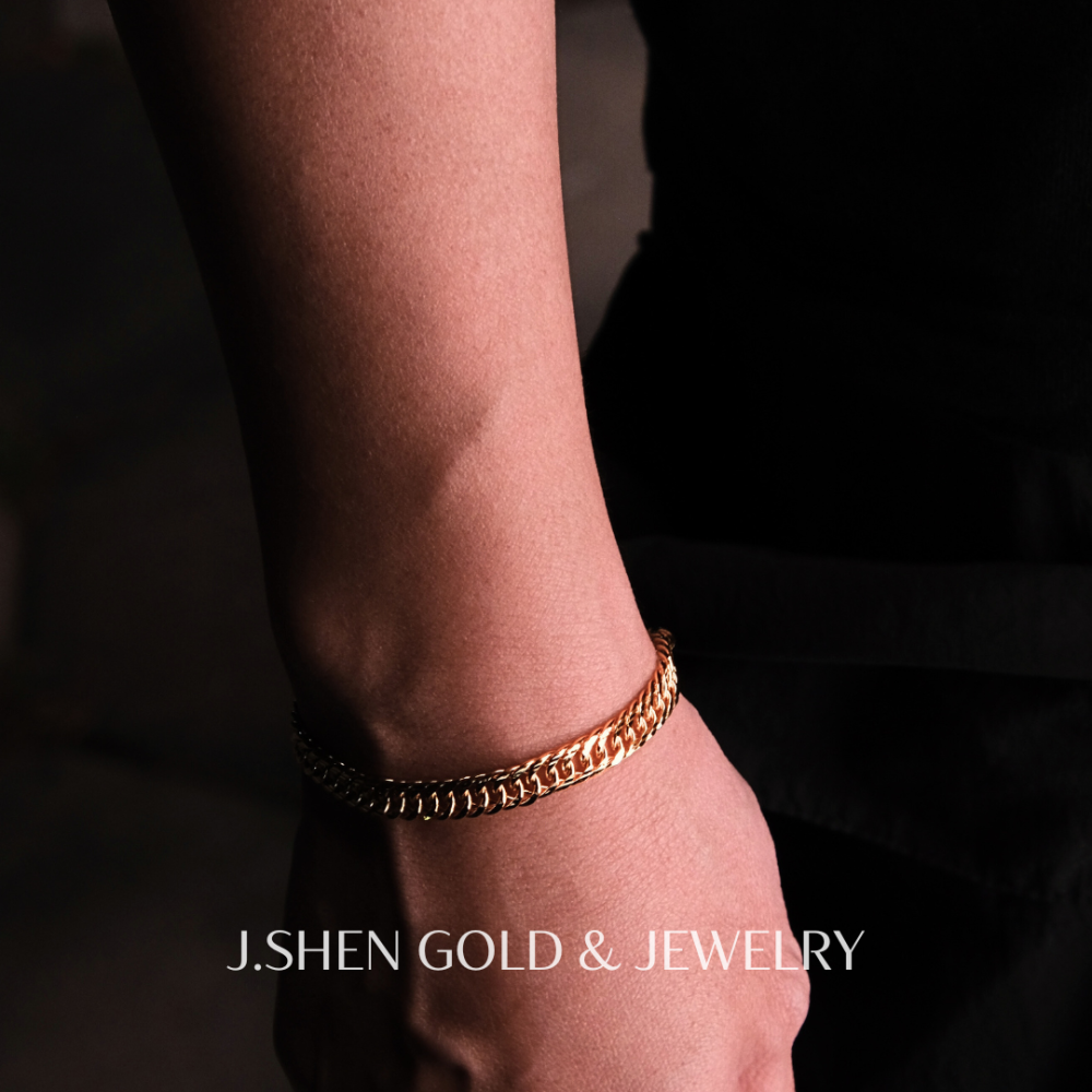 Cuban Link爆閃雙善古巴手鍊 黃金金飾 黃金手鍊 黃金飾品 禮物-細節圖3