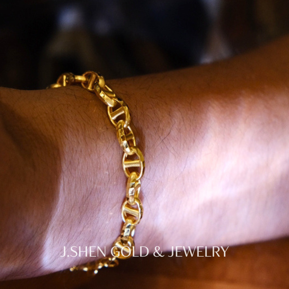 Axis 豬鼻錘紋黃金手鍊 黃金手鍊 純金金飾 黃金飾品 禮物-細節圖2