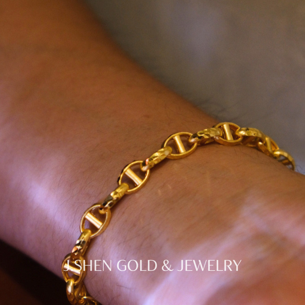 Axis 豬鼻錘紋黃金手鍊 黃金手鍊 純金金飾 黃金飾品 禮物-細節圖3