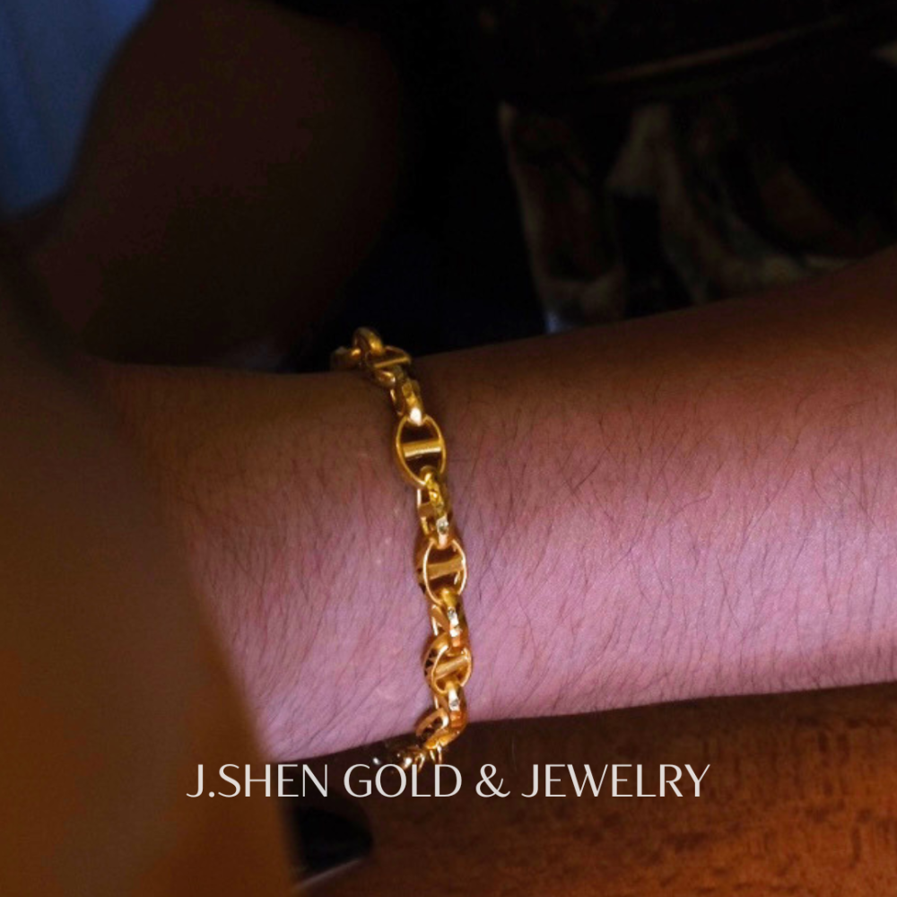 Axis 豬鼻錘紋黃金手鍊 黃金手鍊 純金金飾 黃金飾品 禮物-細節圖4