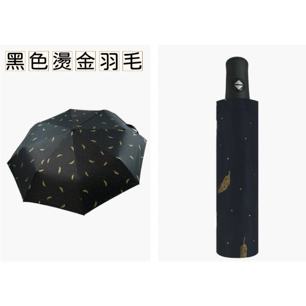 雨傘 陽傘 燙金羽毛 晴雨兩用自動傘  遮陽傘  摺疊傘 輕量傘-細節圖2