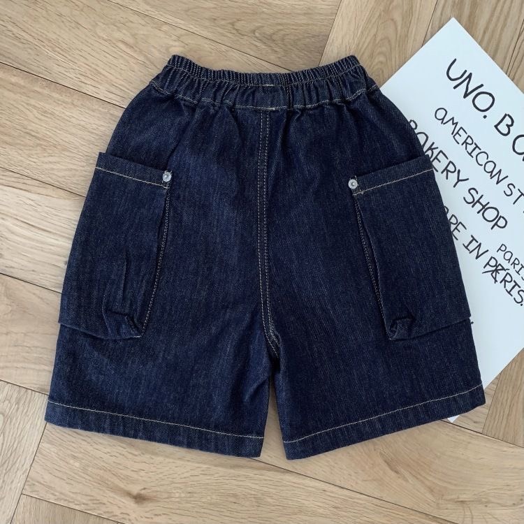 大口袋軟單寧銀釦短褲-規格圖3