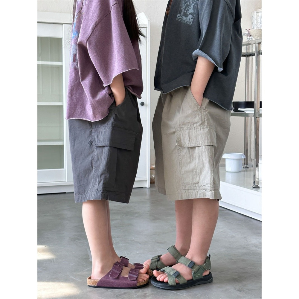 A字形襯衫棉腰鬆緊短褲-細節圖2