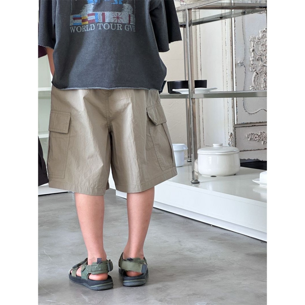 A字形襯衫棉腰鬆緊短褲-細節圖4