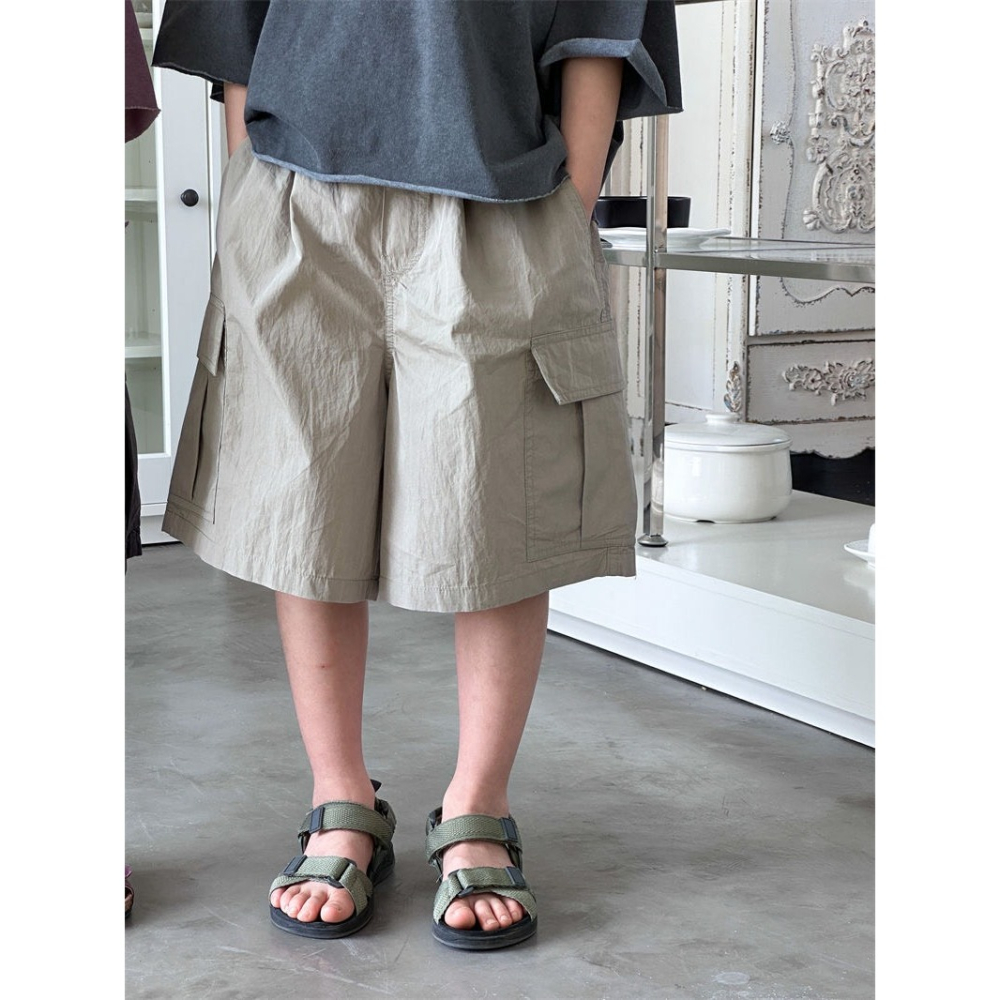 A字形襯衫棉腰鬆緊短褲-細節圖5