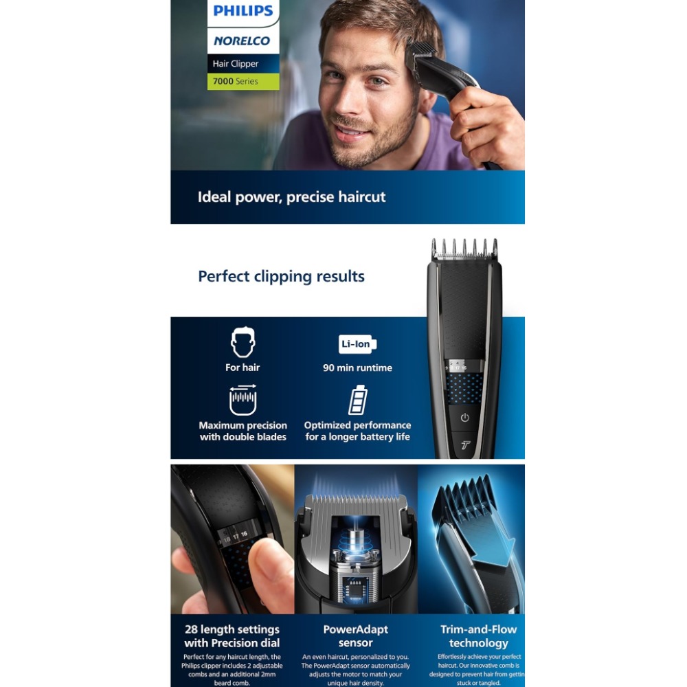 頂級旗艦 Philips 理髮刀 電剪 Hc7650 渦輪理髮刀 推剪-細節圖5