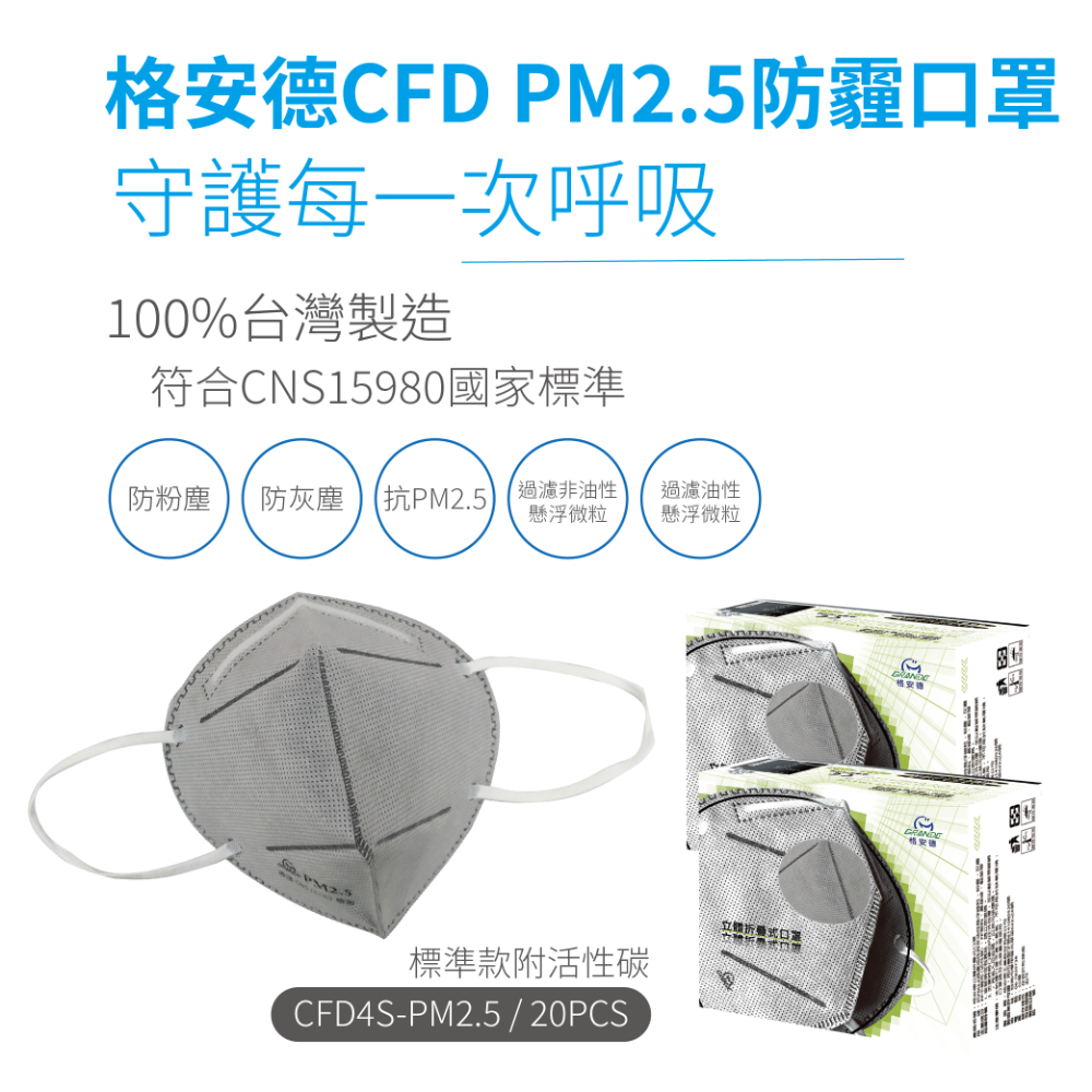 格安德PM2.5防霾立體摺疊口罩-規格圖5