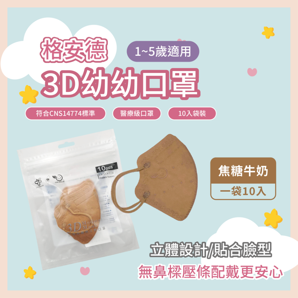 【全新上市，限時特惠】格安德 幼幼口罩 3D立體口罩 台灣製 醫療級 全新上架 優惠價-規格圖5
