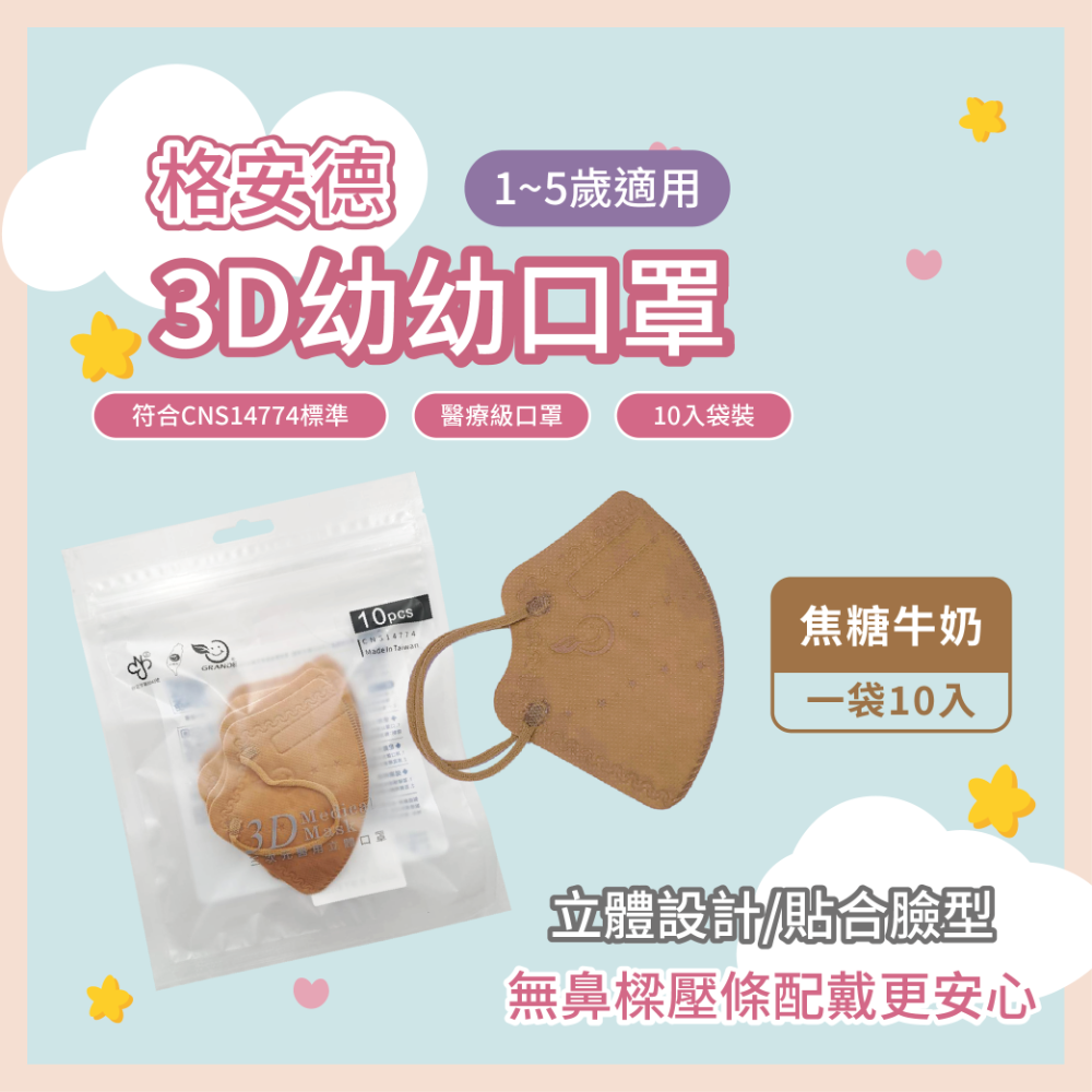 格安德 幼幼口罩 3D立體口罩 台灣製 醫療級-規格圖5