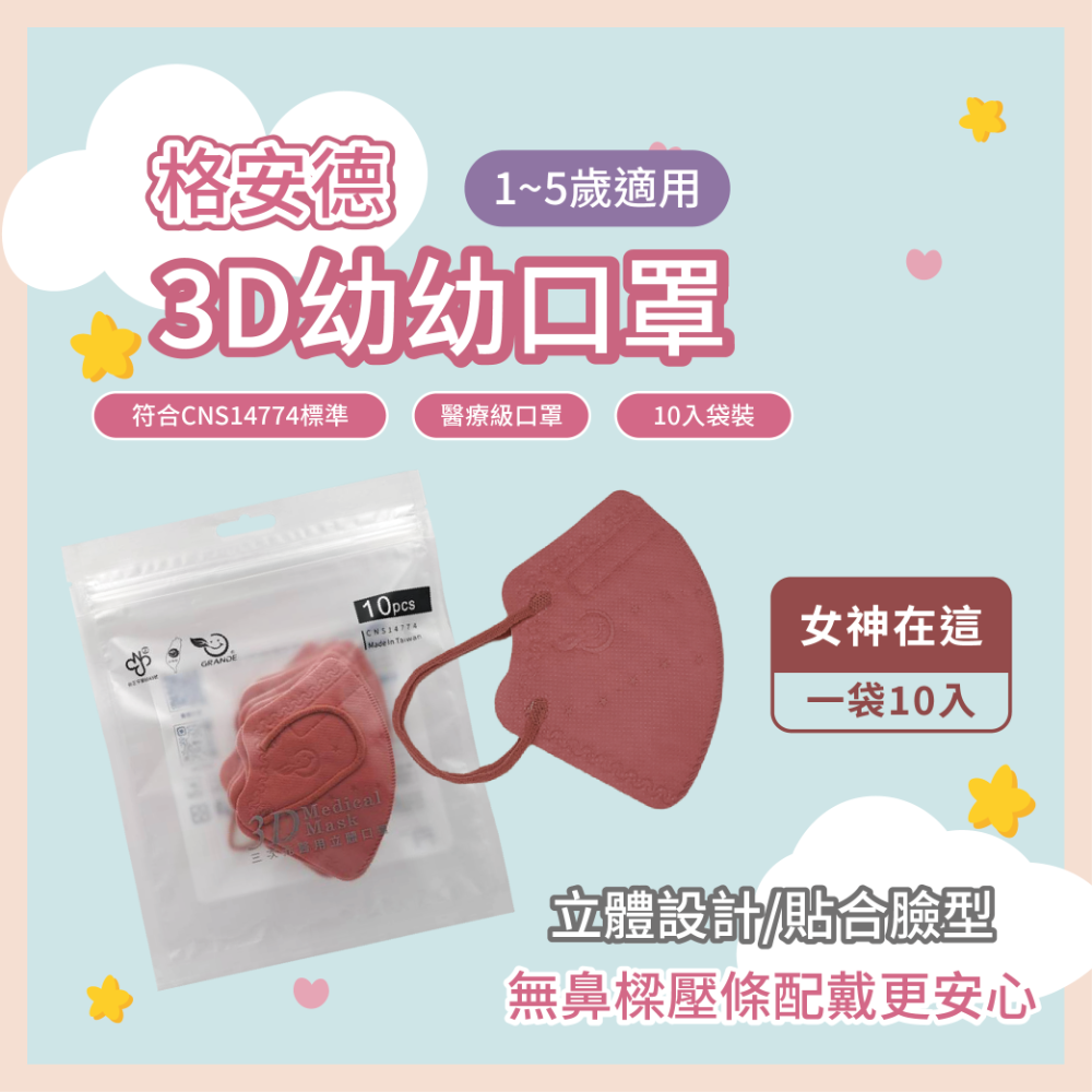 格安德 幼幼口罩 3D立體口罩 台灣製 醫療級-規格圖5