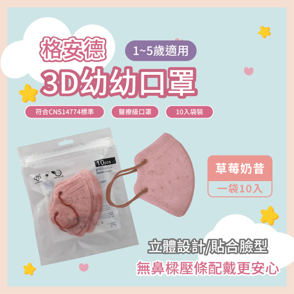 格安德 幼幼口罩 3D立體口罩 台灣製 醫療級-規格圖5