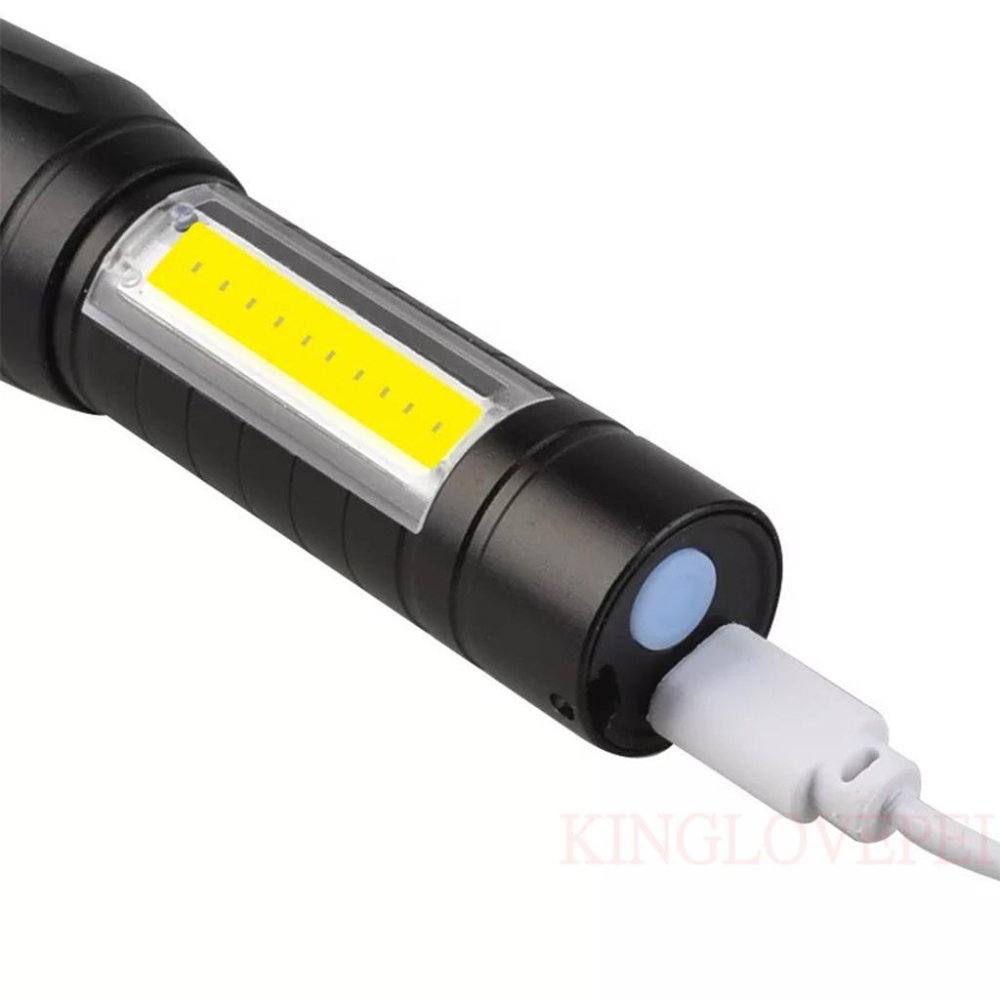 『開立發票』限時特價99元 迷你伸縮變焦LED鋁合金手電筒 帶測燈強光手電筒 USB快速充電-細節圖7