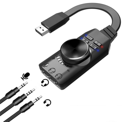 2代 7.1虛擬聲道 3.5M耳機變成7.1聲道環繞立體聲 USB外置電腦遊戲音效卡 即插即用 手機音效卡