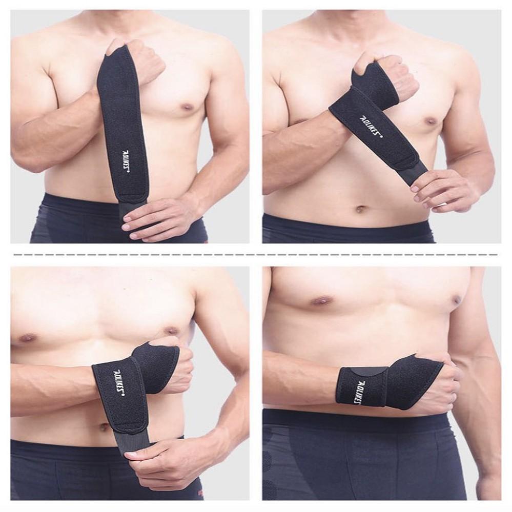 AOLIKES 黑色款 可調式 高透氣 護掌 運動護腕 手腕束帶 纏繞護腕-細節圖7