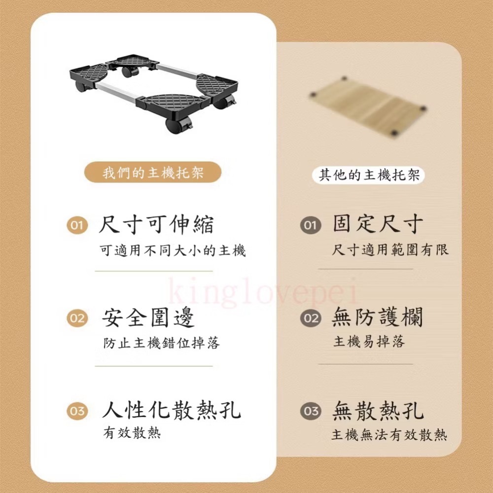電腦主機架 主機托架 移動主機架 帶輪電腦架 主機底座 散熱架 桌下收納架 電腦架-細節圖6