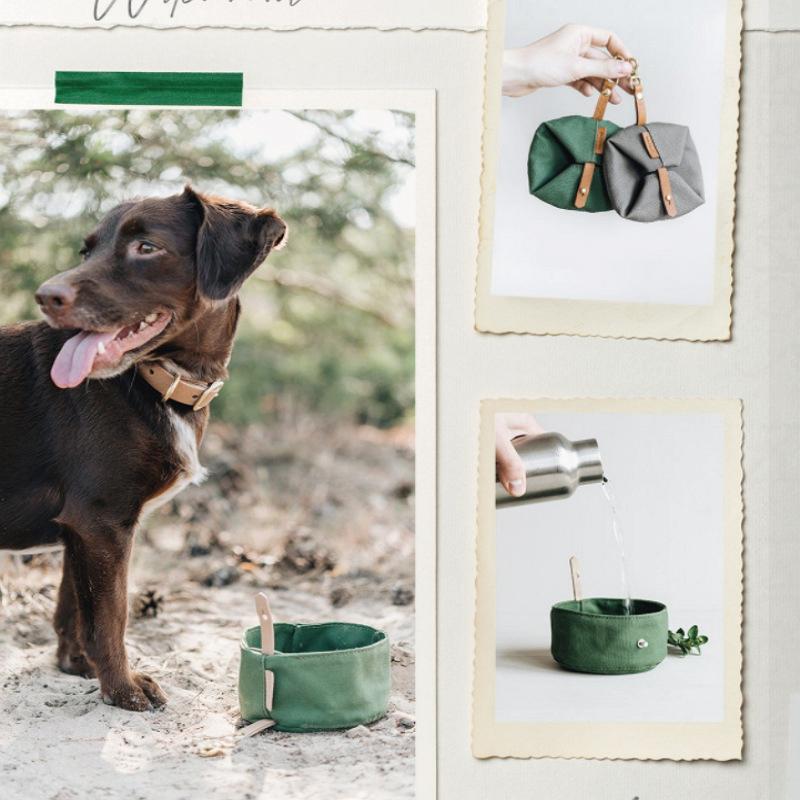 <威格森家居>寵物 戶外食物碗 可折疊 方便攜帶 寵物旅行外出食物碗 帆布材質 寵物碗 旅行露營可折疊貓狗寵物飯盆-細節圖4