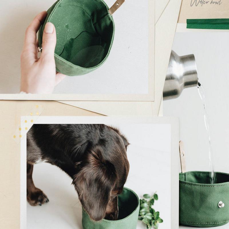 <威格森家居>寵物 戶外食物碗 可折疊 方便攜帶 寵物旅行外出食物碗 帆布材質 寵物碗 旅行露營可折疊貓狗寵物飯盆-細節圖5