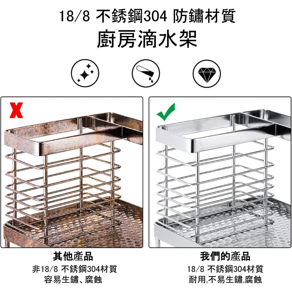 <威格森家居> 18/8 不銹鋼 304 耐用 抗銹 瀝水架 流理台瀝水架 水槽 置物架-細節圖4