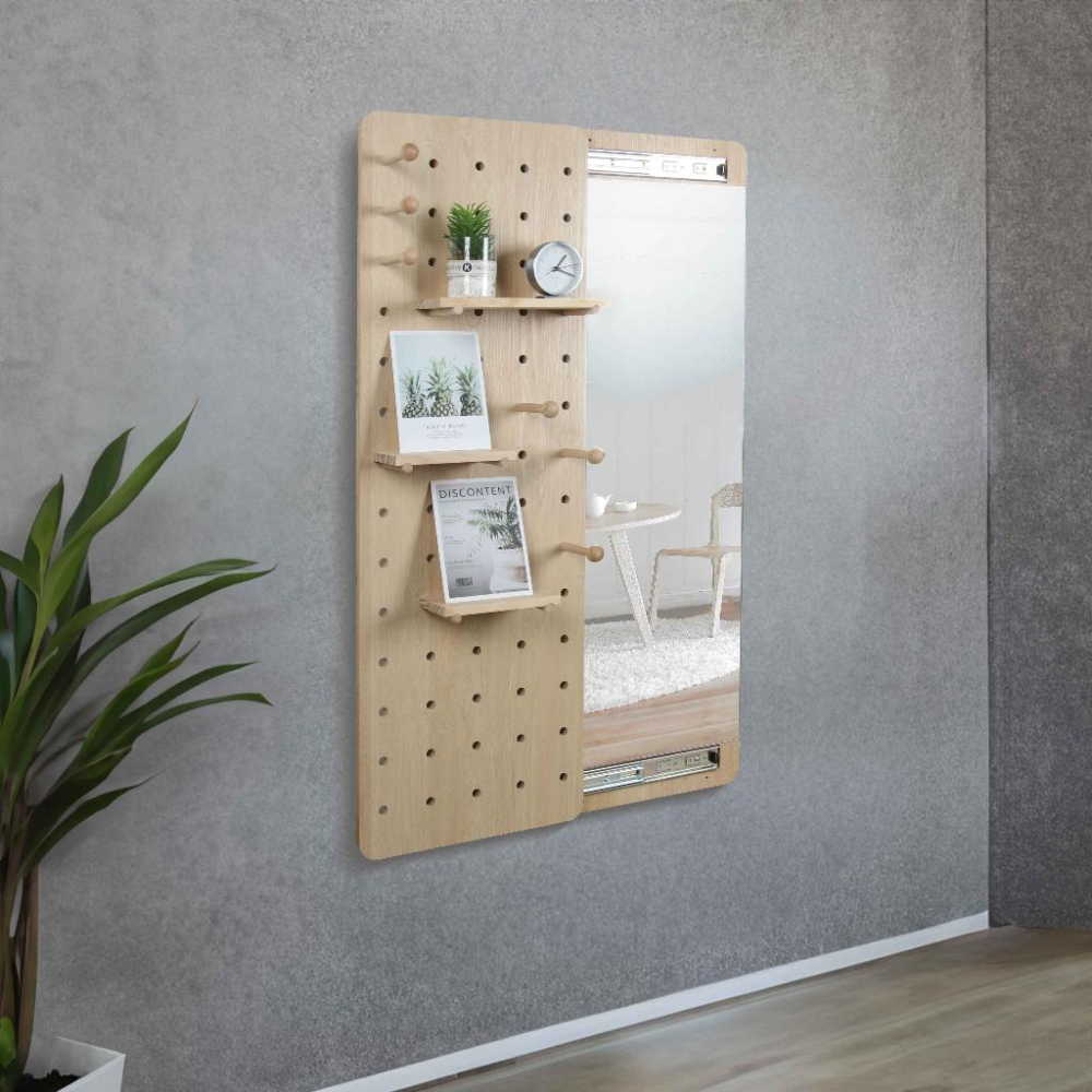<<威格森家居>>洞洞板隱藏推拉門鏡/化妝鏡/洞洞板/置物鏡/玄關試衣鏡/全身鏡/居家生活/收納鏡/洞洞板置物架/鏡子-細節圖3