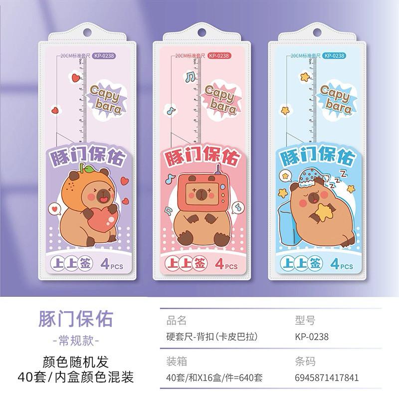 台灣現貨🇹🇼爆款卡皮巴拉學生套尺考試專用三角板量角器 直尺文具套裝-細節圖5