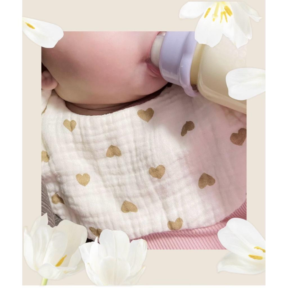 【台灣出貨】BB&C 新生兒 嬰兒防吐奶 純棉紗布 花瓣圍嘴 圍兜 口水巾 360度旋轉全方位調整 圍兜 防吐奶-細節圖5